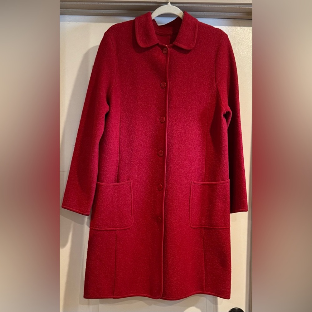 Vtg W Sz. 4 100% Wool Trench Button Down W/Pockets Y2K Grannycore Lagenlook